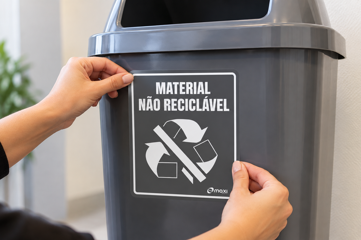 Adesivo de Coleta Seletiva - Material Não Reciclável - Vertical
