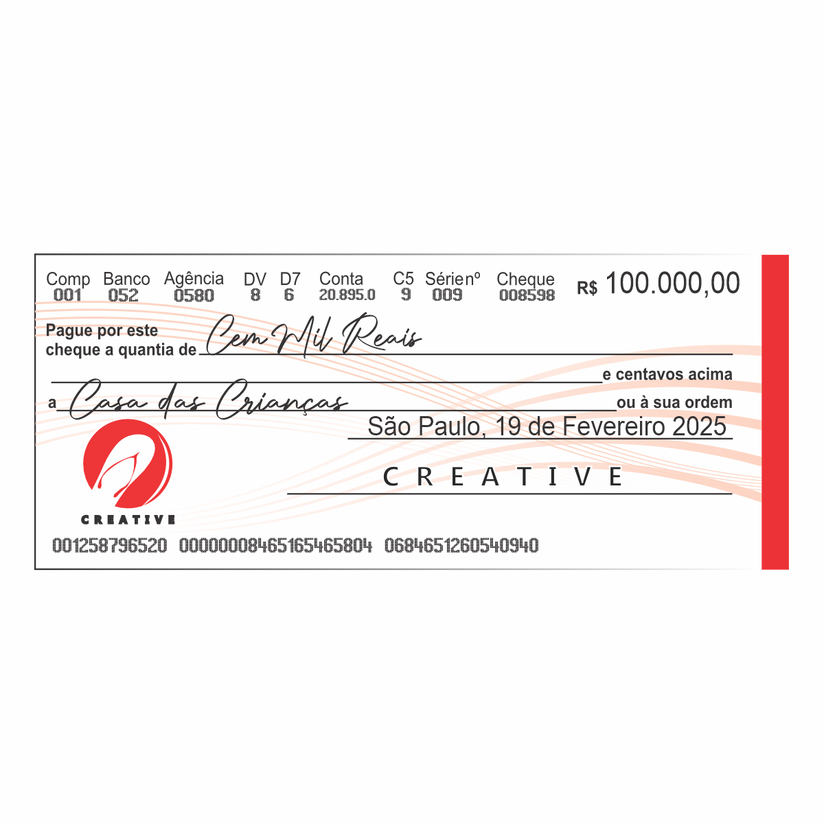 CHEQUE GIGANTE PARA PREMIAÇÃO