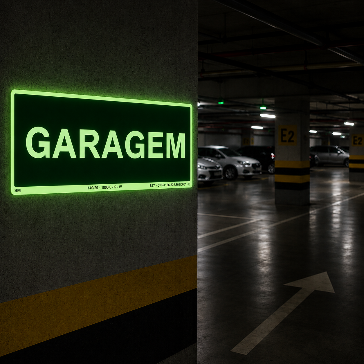 PLACA DE IDENTIFICAÇÃO GARAGEM FOTOLUMINESCENTE – PADRÃO NBR 16820