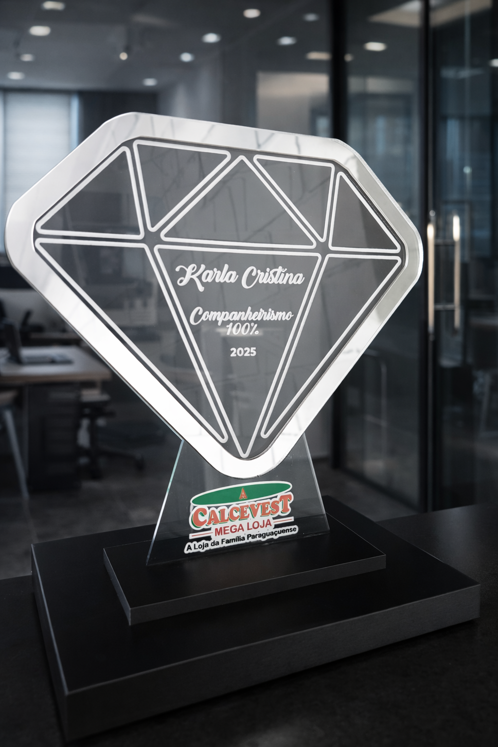 Troféu Personalizado de Diamente 20x20cm