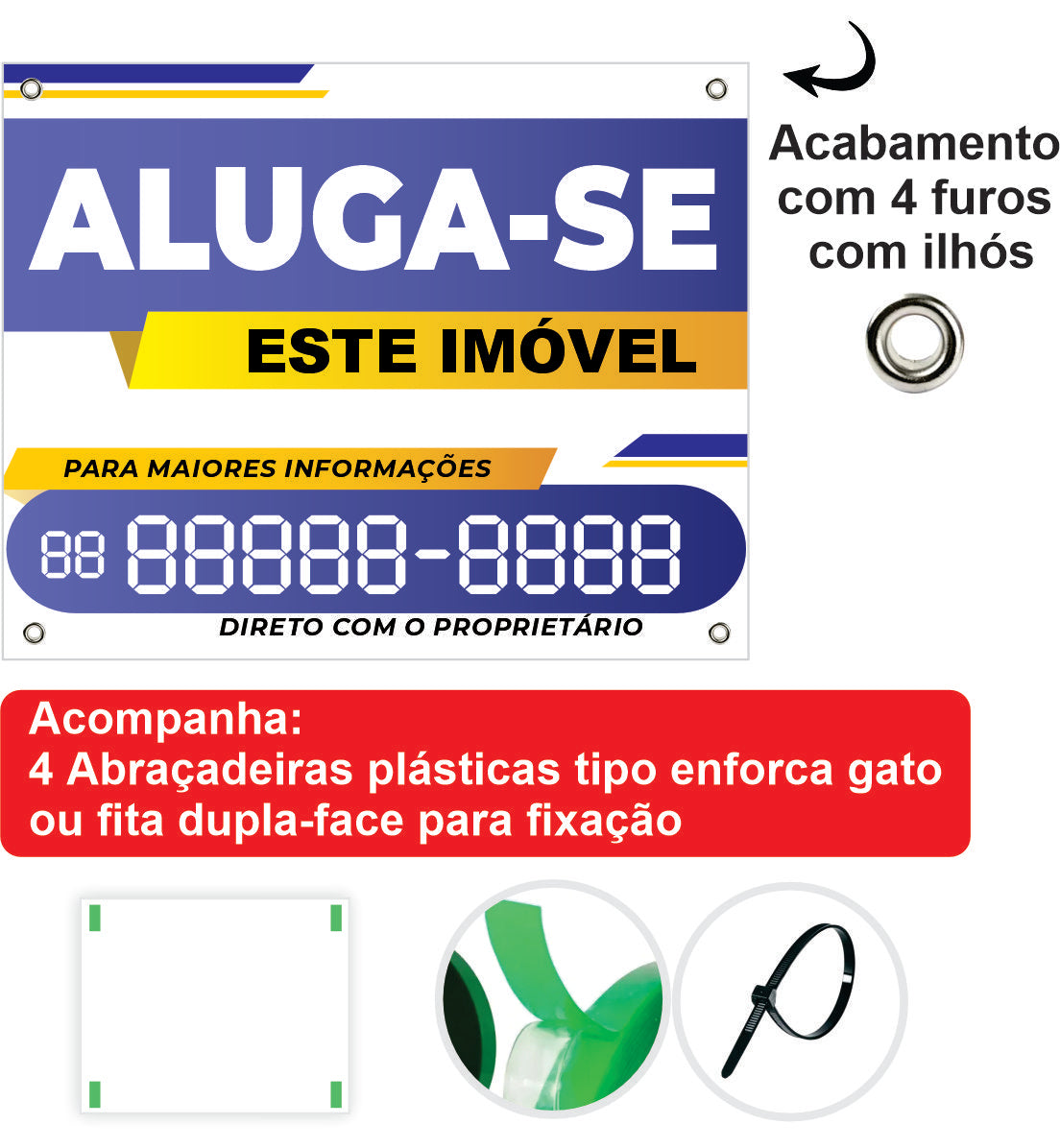 PLACA ALUGA-SE PARA PERSONALIZAR