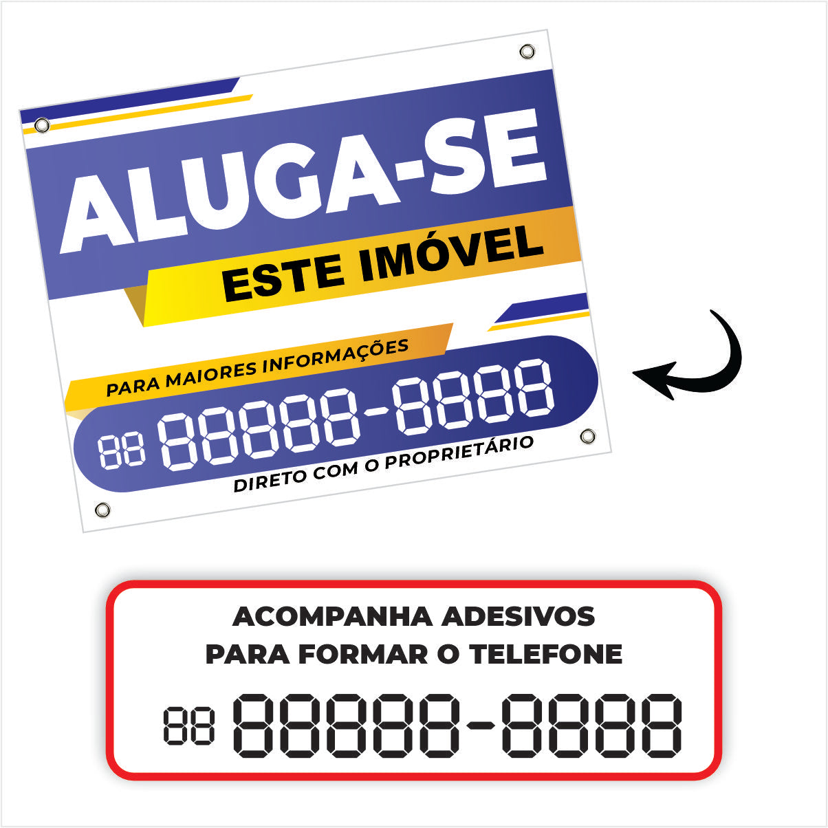 PLACA ALUGA-SE PARA PERSONALIZAR