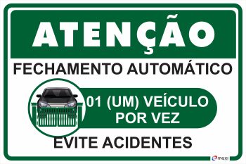 PLACA DE SINALIZAÇÃO - PORTÃO AUTOMÁTICO