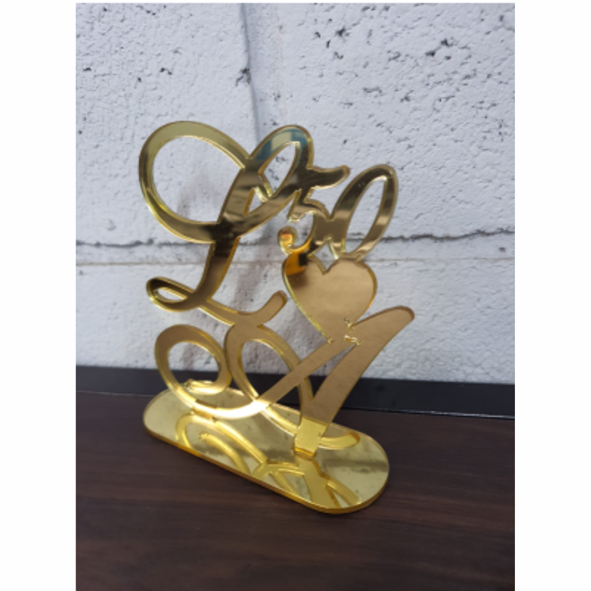 topo de bolo acrilico dourado