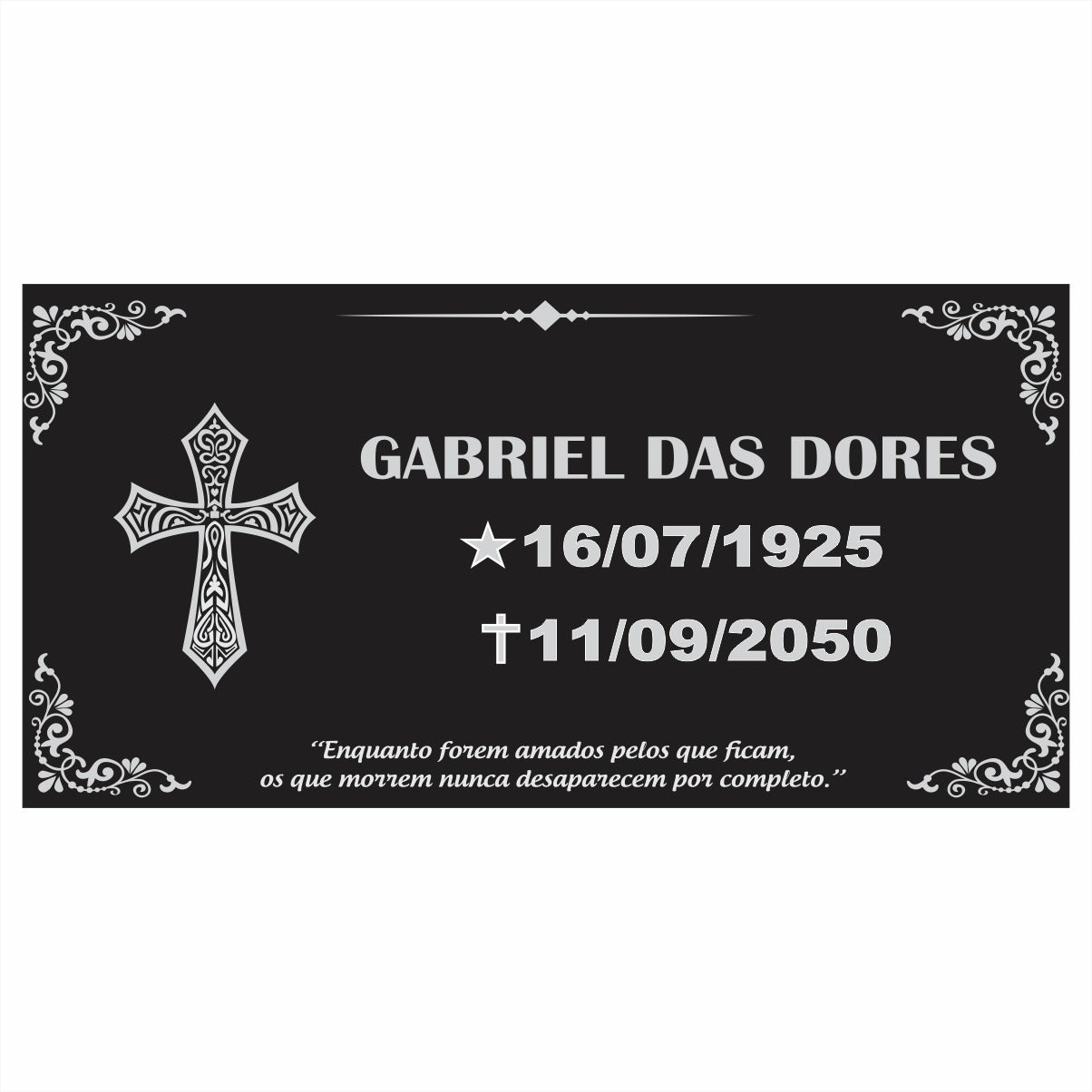 Placa para Túmulo com Desenho - 1 Pessoa - 30x15cm