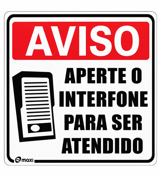 Placa Informativa – Aguarde Atendimento pelo Interfone