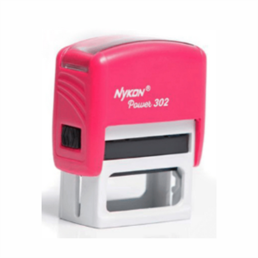 Carimbo Automático Nykon Power 302 - Rosa Neon - Personalizado