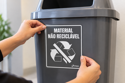 Adesivo de Coleta Seletiva - Material Não Reciclável - Vertical
