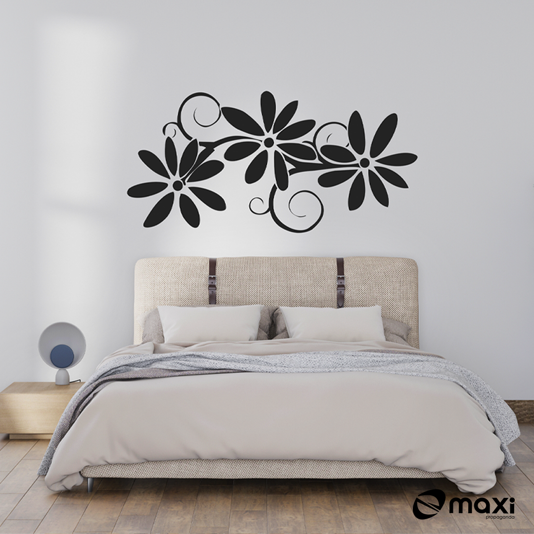 ADESIVO DECORATIVO PARA QUARTO - 3 Flores