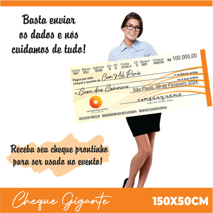 CHEQUE GIGANTE PARA PREMIAÇÃO 150x50 CM