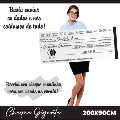 CHEQUE GIGANTE PARA PREMIAÇÃO 200X90CM
