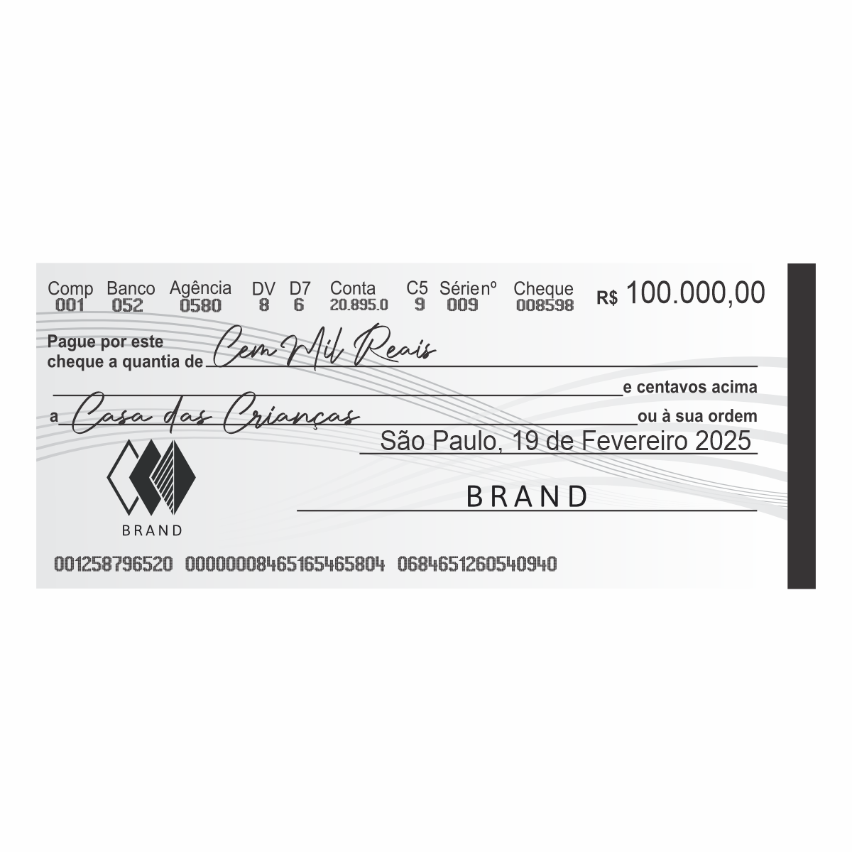 CHEQUE GIGANTE PARA PREMIAÇÃO
