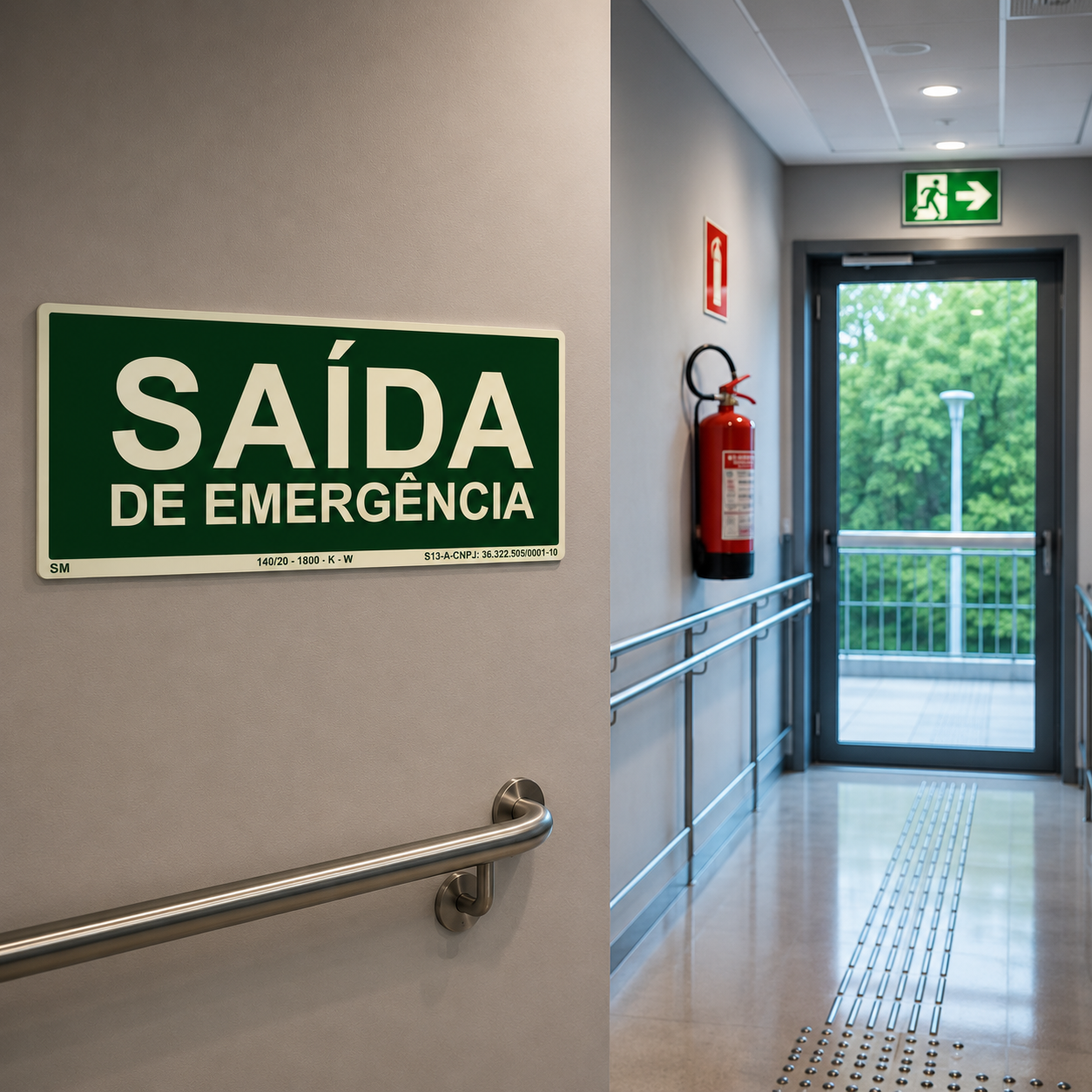 PLACA FOTOLUMINESCENTE SAÍDA DE EMERGÊNCIA | SINALIZAÇÃO DE SEGURANÇA E ROTA DE FUGA