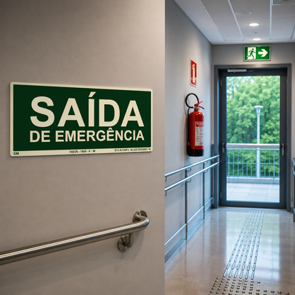PLACA FOTOLUMINESCENTE SAÍDA DE EMERGÊNCIA | SINALIZAÇÃO DE SEGURANÇA E ROTA DE FUGA