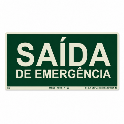 PLACA FOTOLUMINESCENTE SAÍDA DE EMERGÊNCIA | SINALIZAÇÃO DE SEGURANÇA E ROTA DE FUGA