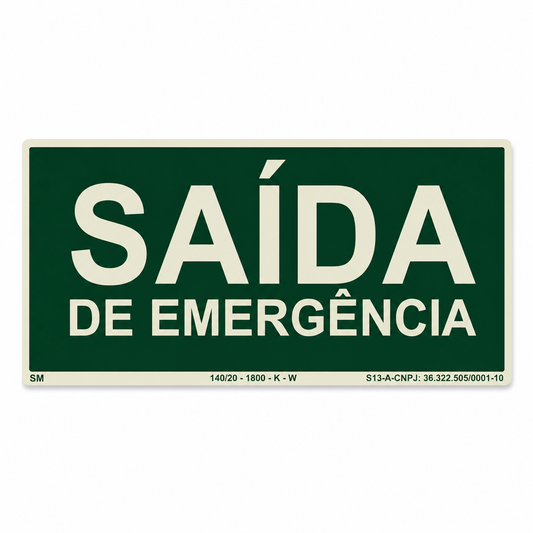 PLACA FOTOLUMINESCENTE SAÍDA DE EMERGÊNCIA | SINALIZAÇÃO DE SEGURANÇA E ROTA DE FUGA