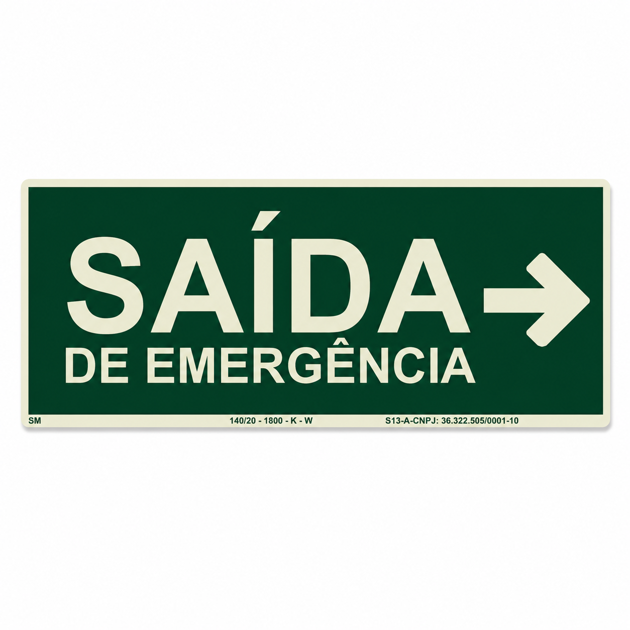 Placa Fotoluminescente Saída de Emergência com Seta para Direita | Rota de Fuga | NBR 16820