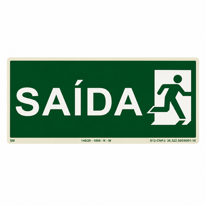 Placa Fotoluminescente Saída de Emergência com Pictograma | Sinalização de Segurança Conforme NBR 16820