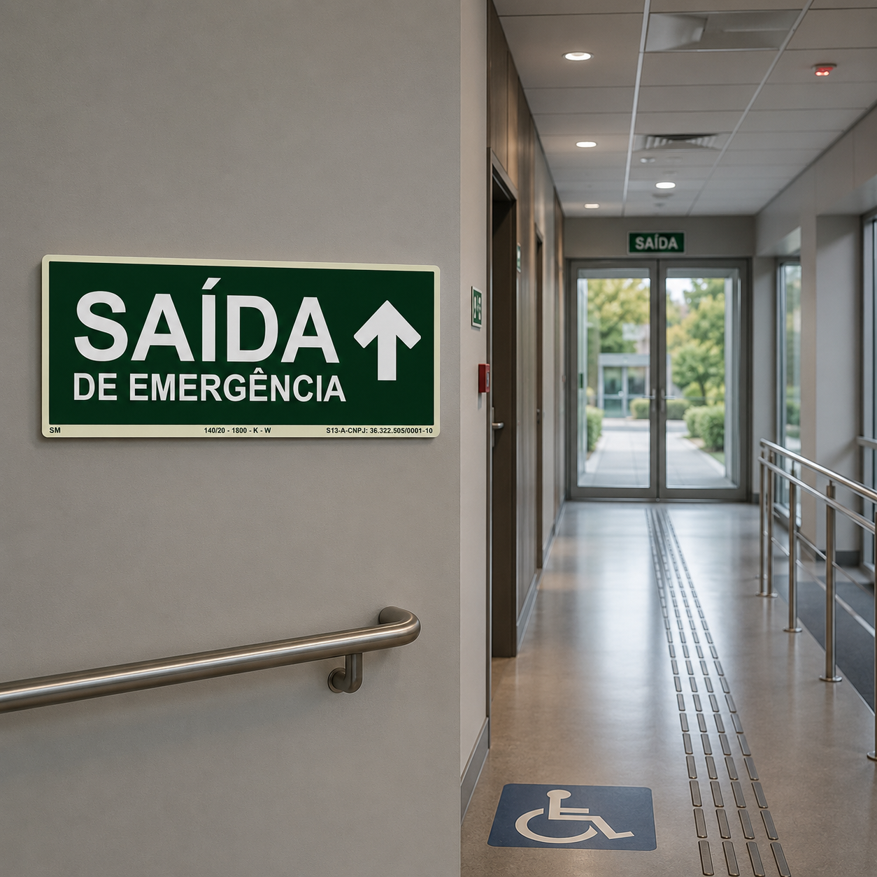 PLACA FOTOLUMINESCENTE SAÍDA DE EMERGÊNCIA SETA PARA CIMA | SINALIZAÇÃO DE SEGURANÇA