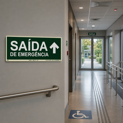 PLACA FOTOLUMINESCENTE SAÍDA DE EMERGÊNCIA SETA PARA CIMA | SINALIZAÇÃO DE SEGURANÇA