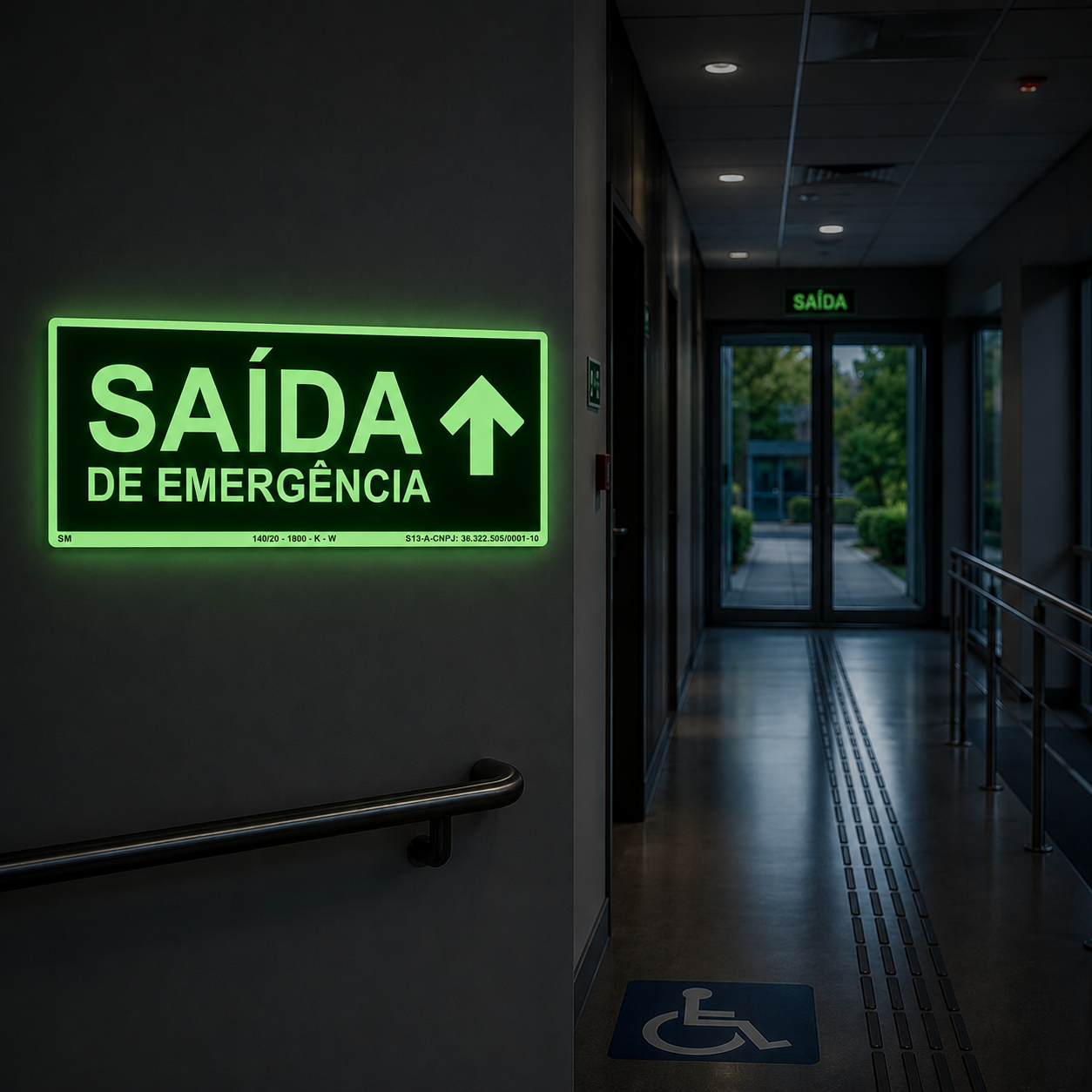 PLACA FOTOLUMINESCENTE SAÍDA DE EMERGÊNCIA SETA PARA CIMA | SINALIZAÇÃO DE SEGURANÇA
