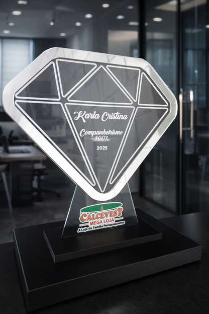 Troféu Personalizado de Diamente 20x20cm