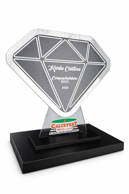 Troféu Personalizado de Diamente 20x20cm