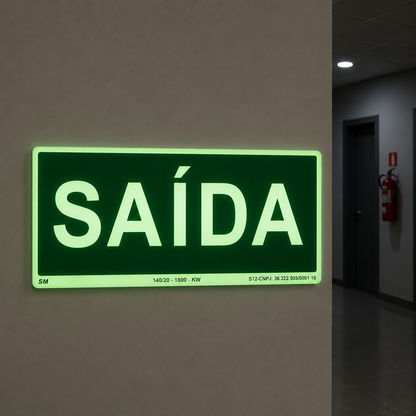 Placa Fotoluminescente – Saída de Emergência | NBR 16820