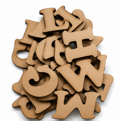 KIT LETRAS EM MDF CRU PARA ARTESANATO E DECORAÇÃO ALFABETO