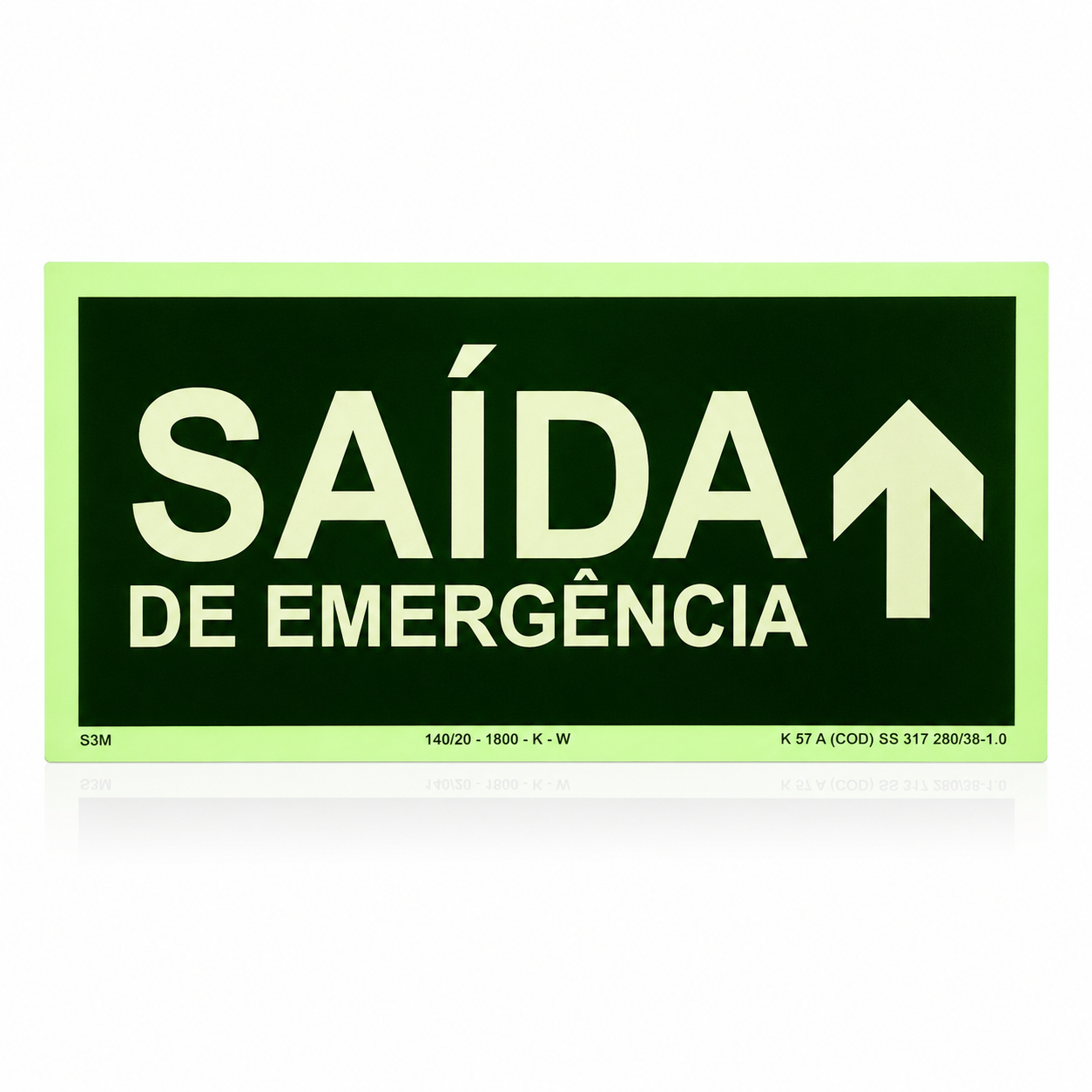 Placa Saída de Emergência para Cima Fotoluminescente Certificada 12x24cm