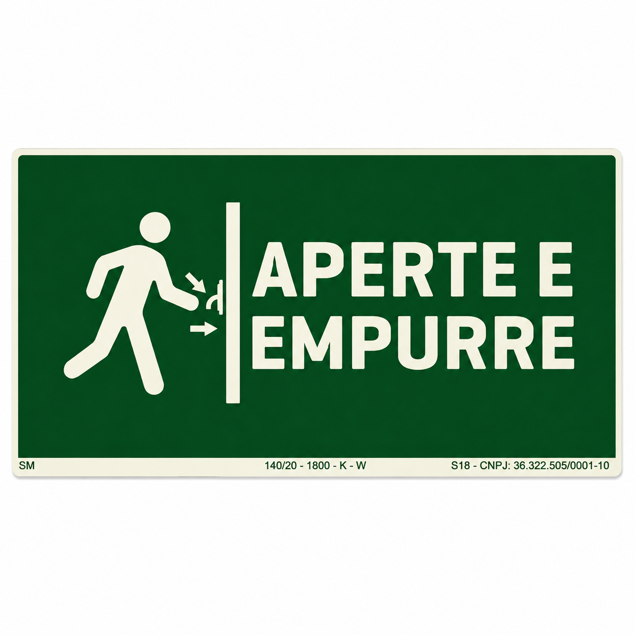 Placa Barra Antipanico - Aperte e Empurre - Fotoluminescente Certificada 12x24cm