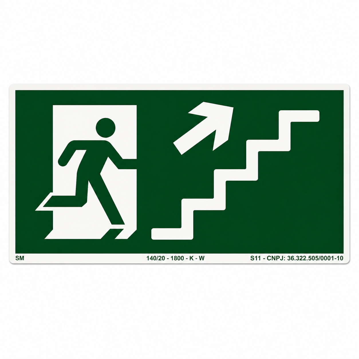 PLACA ROTA DE FUGA - ESCADA PARA CIMA DIREITA