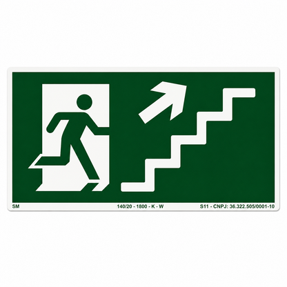 PLACA ROTA DE FUGA - ESCADA PARA CIMA DIREITA