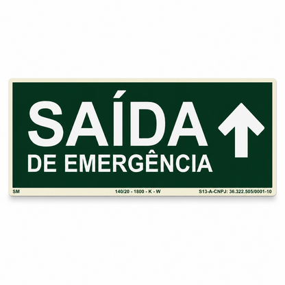 PLACA FOTOLUMINESCENTE SAÍDA DE EMERGÊNCIA SETA PARA CIMA | SINALIZAÇÃO DE SEGURANÇA
