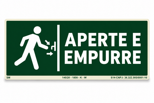 PLACA FOTOLUMINESCENTE - APERTE E EMPURRE - SINALIZAÇÃO SEGURANÇA INCÊNDIO