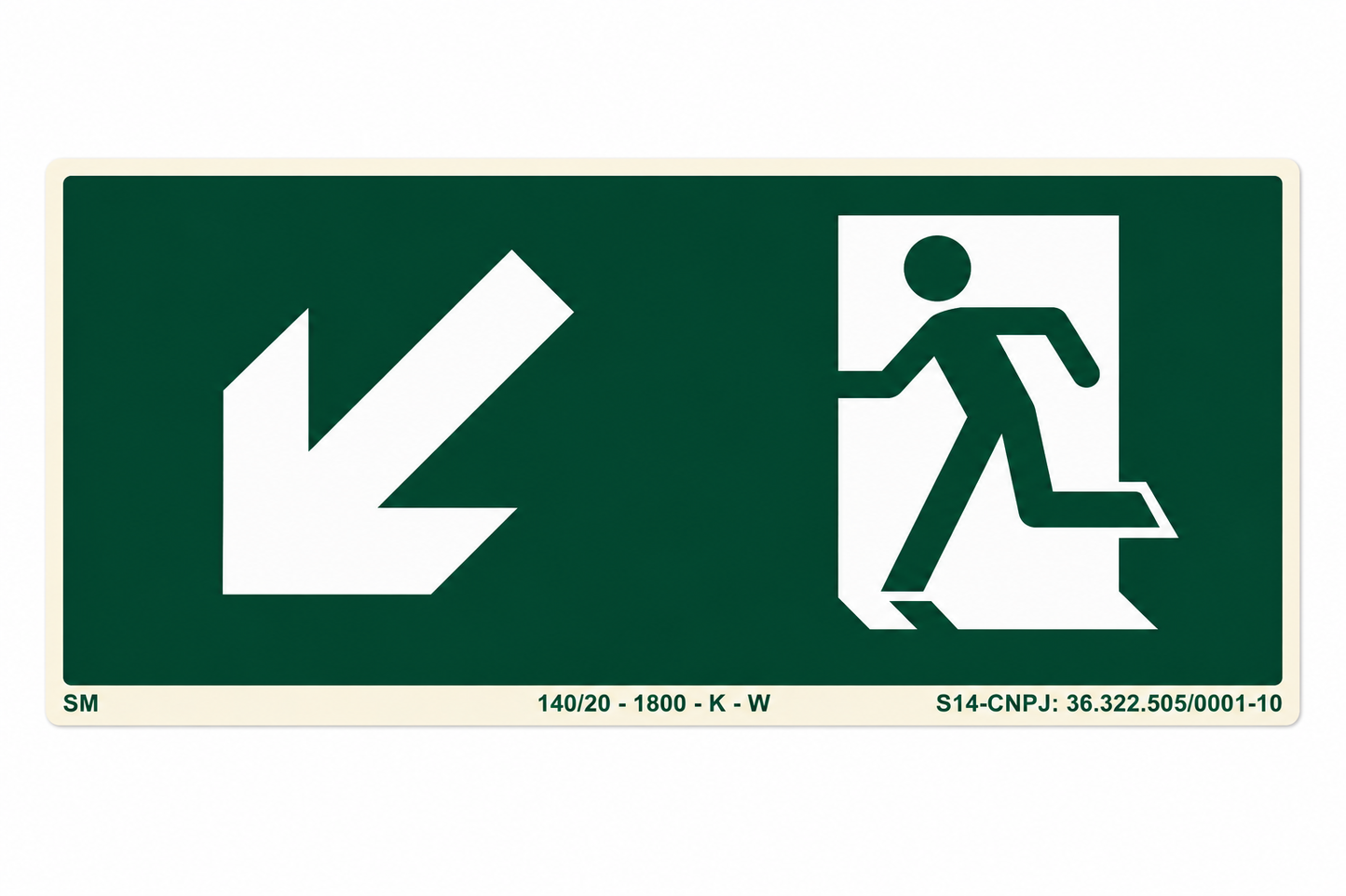 Placa Fotoluminescente Rota de Fuga Diagonal Inferior Esquerda – NBR 16820