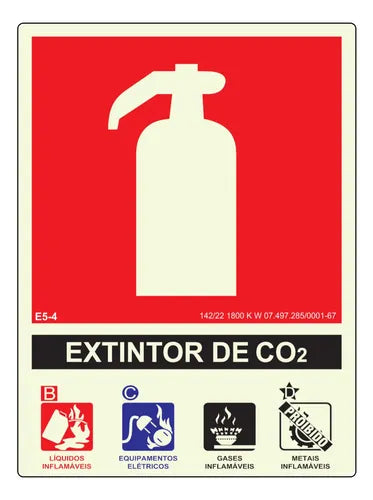 PLACA DE SINALIZAÇÃO FOTOLUMINESCENTE- EXTINTOR DE CO₂ ( DIÓXIDO DE CARBONO)