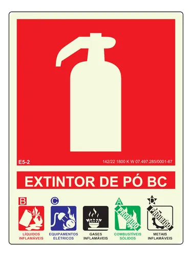 PLACA DE SINALIZAÇÃO FOTOLUMINESCENTE- EXTINTOR DE PÓ QUÍMICO BC