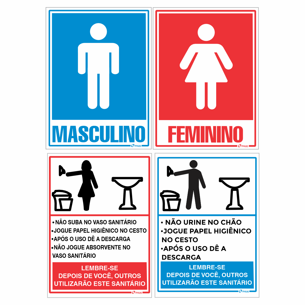 KIT 4 PLACAS MASCULINO FEMININO REGRAS