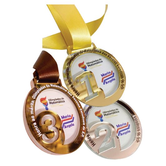 MEDALHA DE ACRILICO ESPELHO PERSONALIZADA