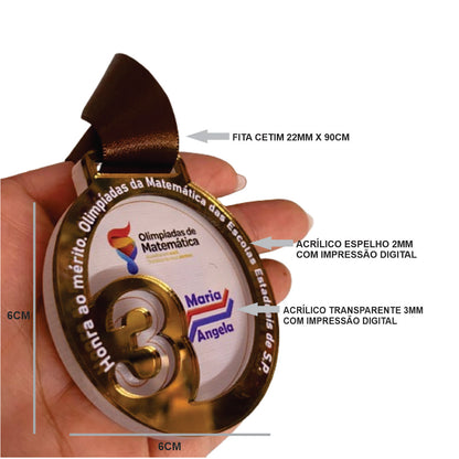 MEDALHA DE ACRILICO ESPELHO PERSONALIZADA