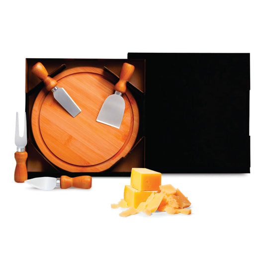 Conj. Para Queijo Em Bambu / Madeira / Inox - 5 Pçs- Personalizado