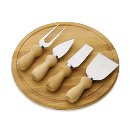 Conj. Para Queijo Em Bambu / Madeira / Inox - 5 Pçs- Personalizado