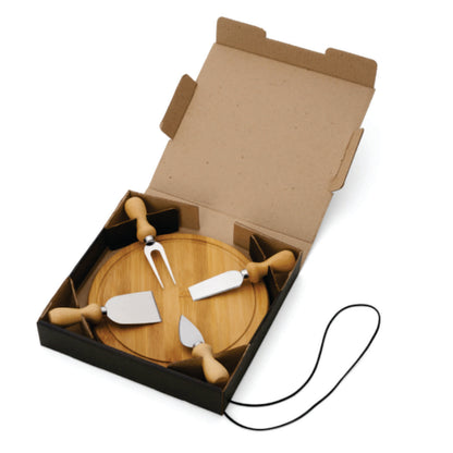 Conj. Para Queijo Em Bambu / Madeira / Inox - 5 Pçs- Personalizado