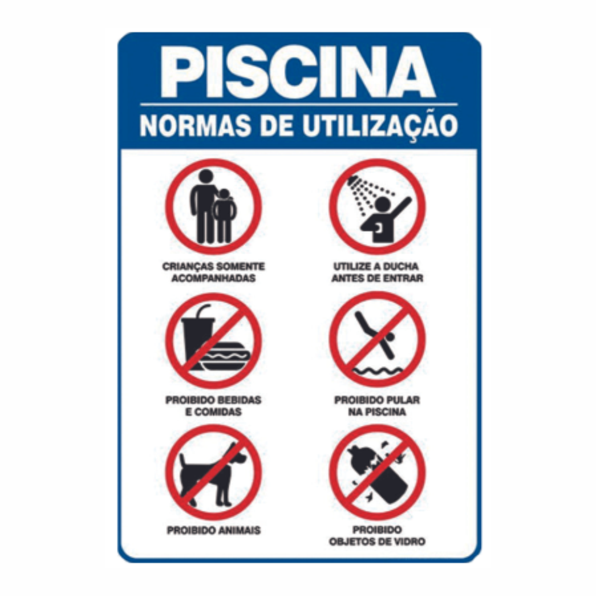 PLACA - NORMAS DE UTILIZAÇÃO DA PISCINA