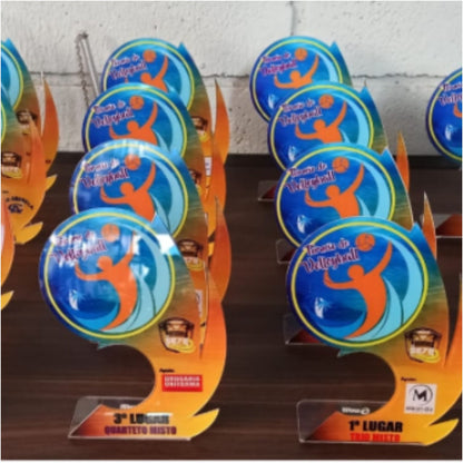 Troféu de Acrílico volleyball com base dobrada