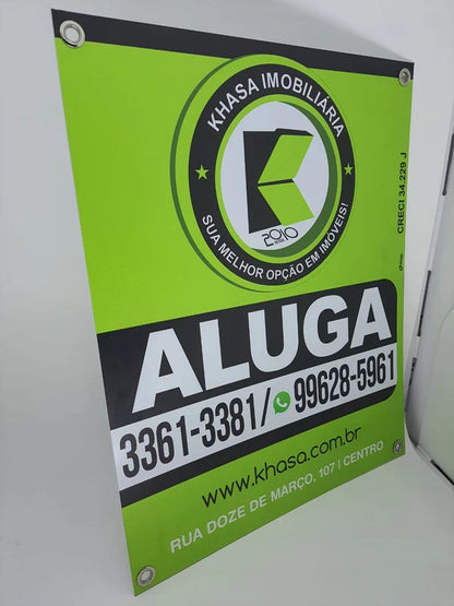 10 Placas de Imobiliária em PS 2mm com Personalização Completa
