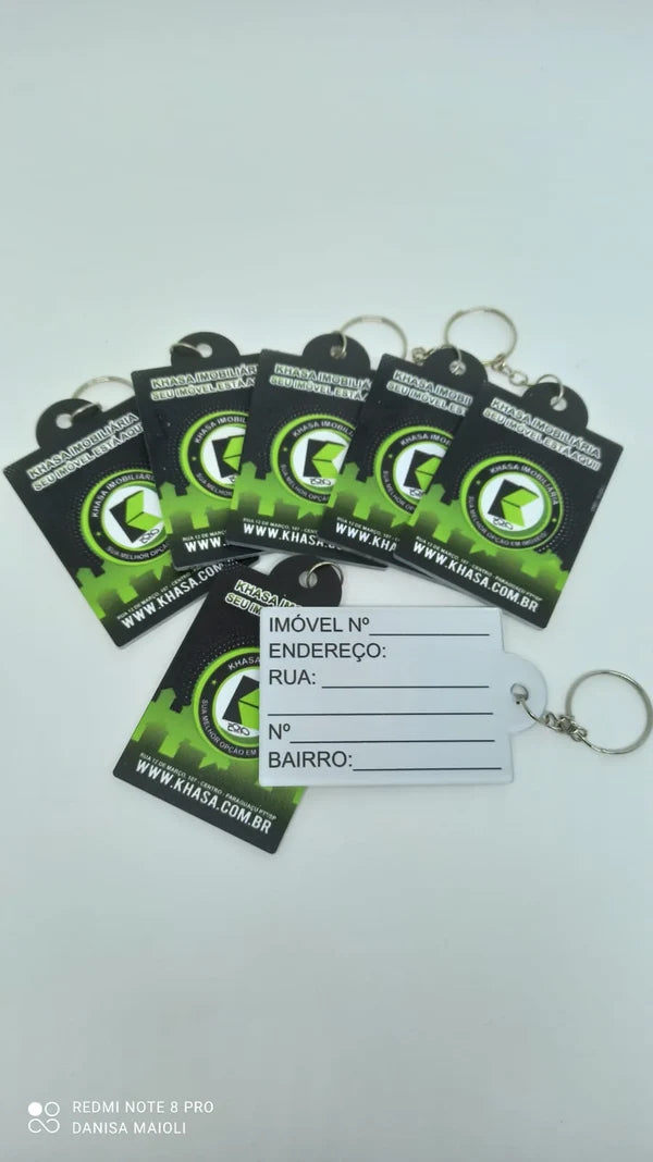 Chaveiros Personalizados Apagável med. 6,5X5,0cm ( Pacote com 100 Unidades)