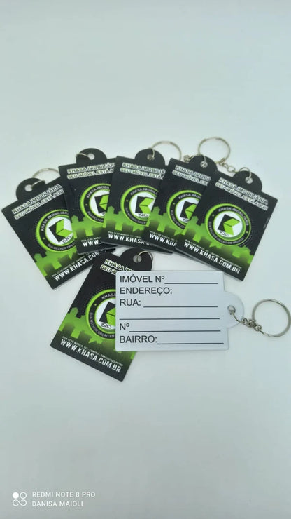 Chaveiros Personalizados Apagável med. 6,5X5,0cm ( Pacote com 100 Unidades)
