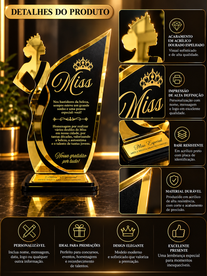 Troféu Personalizado Miss Homenagem E Premiação